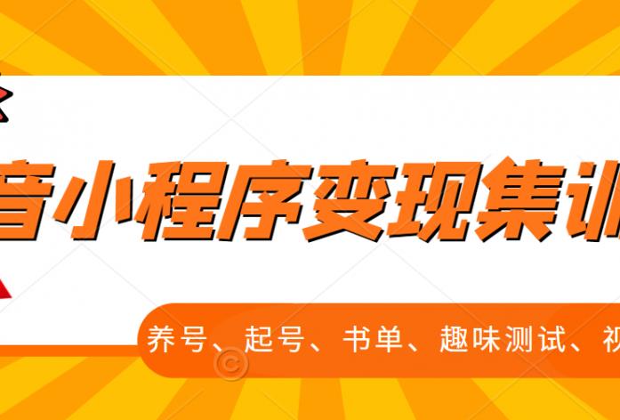 抖音小程序变现集训课，养号、起号、书单、趣味测试、视频剪辑，全套流程插图