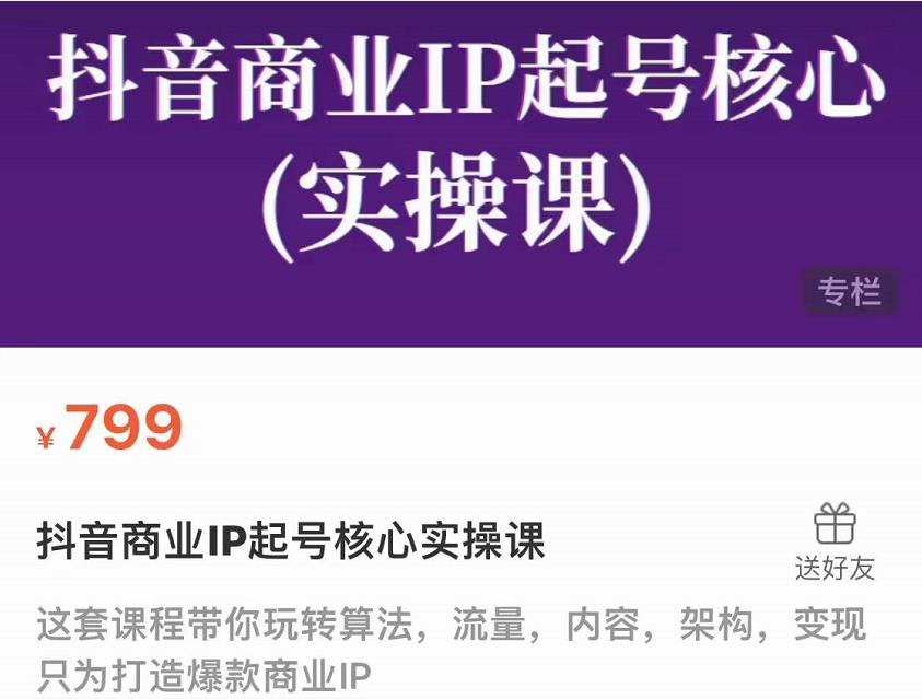 抖音商业IP起号核心实操课，带你玩转算法，流量，内容，架构，变现插图