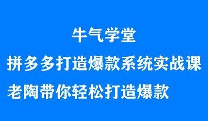 牛气学堂拼多多打造爆款系统实战课，老陶带你轻松打造爆款插图
