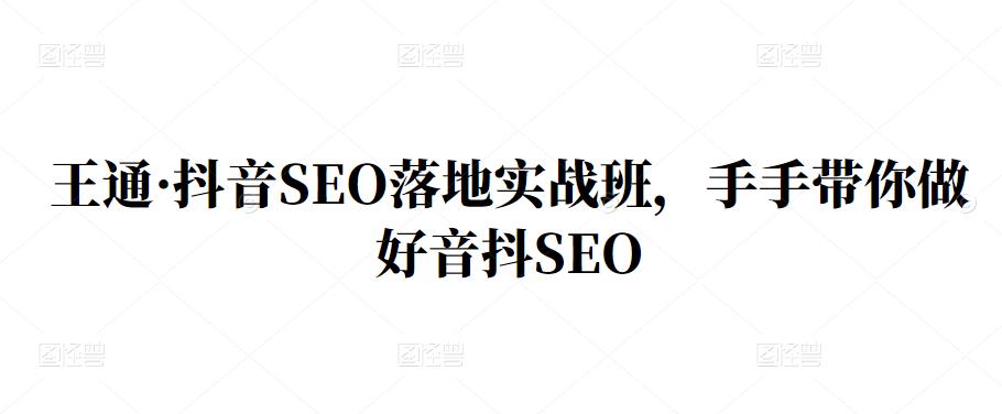 王通·抖音SEO落地实战班，手‬手带你做好音抖‬‬SEO插图