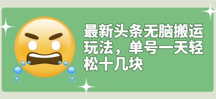 最新头条无脑搬运玩法，单号一天轻松十几块【视频教程 搬运软件】插图