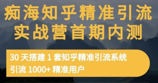 痴海知乎精准引流实战营1-2期，30天搭建1套知乎精准引流系统，引流1000 精准用户插图