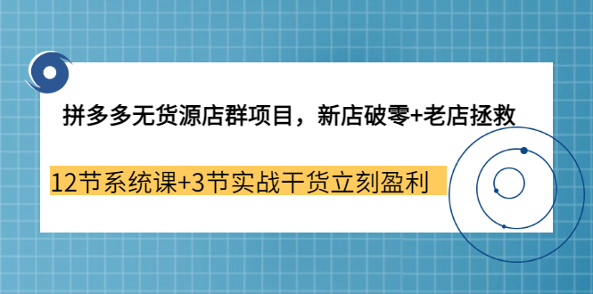 拼多多无货源店群项目，新店破零 老店拯救 12节系统课 3节实战干货立刻盈利插图