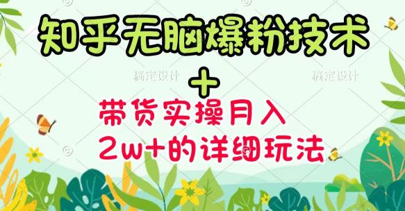 《知乎无脑爆粉技术》 图文带货月入2W 的玩法送素材插图