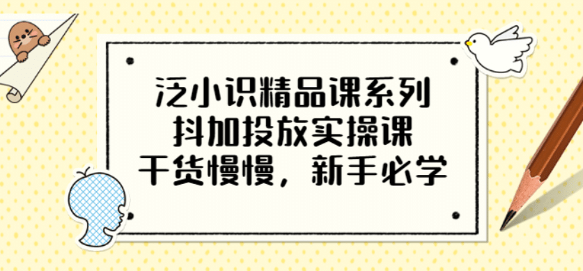 泛小识精品课系列：抖加投放实操课，干货慢慢，新手必学（12节视频课）插图