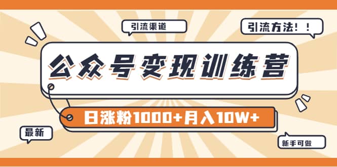 【某公众号变现营第二期】0成本日涨粉1000 让你月赚10W （8月24号更新）插图