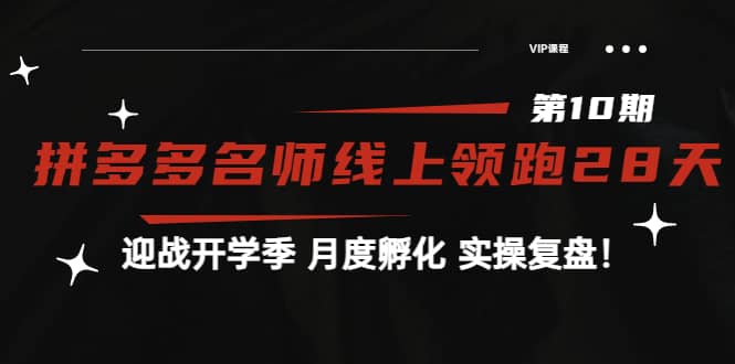 《拼多多名师线上领跑28天-第10期》迎战开学季 月度孵化 实操复盘！插图