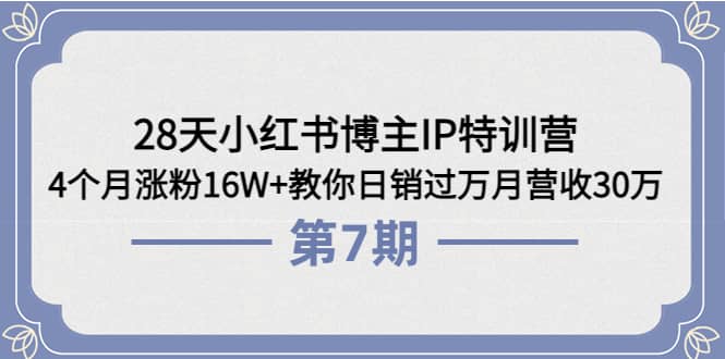 28天小红书博主IP特训营《第6 7期》4个月涨粉16W 教你日销过万月营收30万插图