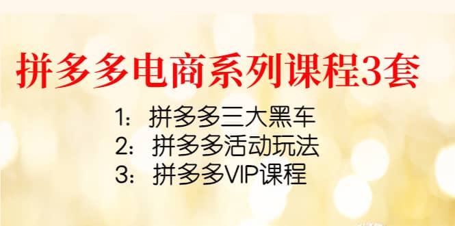 拼多多电商系列课程3套：拼多多三大黑车 拼多多活动玩法 拼多多VIP课程插图