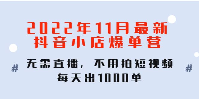2022年11月最新抖音小店爆单训练营：无需直播，不用拍短视频，每天出1000单插图