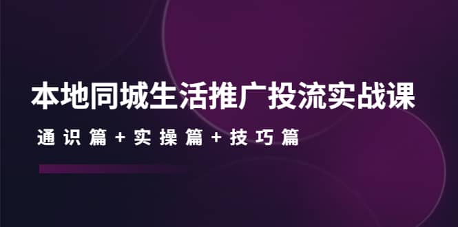 本地同城生活推广投流实战课：通识篇 实操篇 技巧篇插图