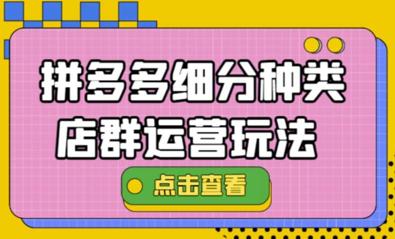 拼多多细分种类店群运营玩法3.0，11月最新玩法，小白也可以操作插图