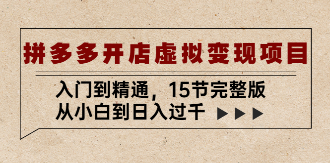 （5315期）拼多多开店虚拟变现项目：入门到精通，从小白到日入过千（15节完整版）插图