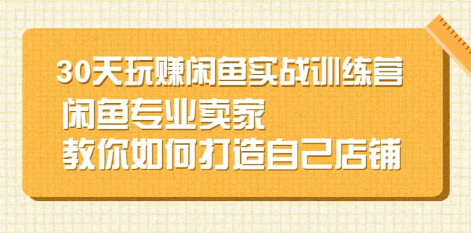 30天玩赚闲鱼实战训练营，闲鱼专业卖家教你如何打造自己店铺插图