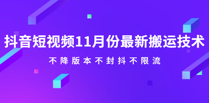 抖音短视频11月份最新搬运技术，不降版本不封抖不限流！【视频课程】插图