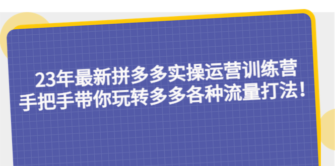 （5435期）23年最新拼多多实操运营训练营：手把手带你玩转多多各种流量打法！插图