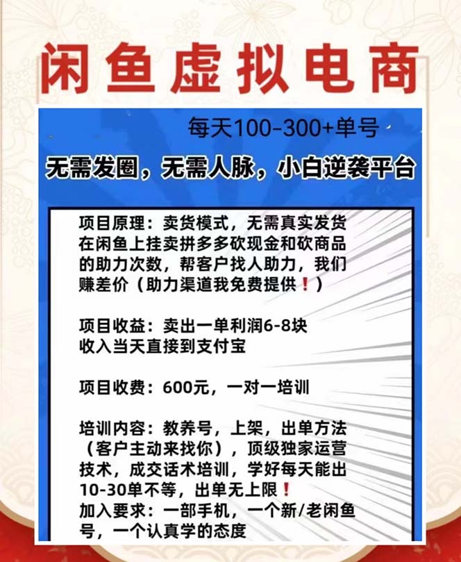 (6251期)外边收费600多的闲鱼新玩法虚似电商之拼多多助力项目,单号100-300元插图1 (6251期)外边收费600多的闲鱼新玩法虚似电商之拼多多助力项目,单号100-300元插图1