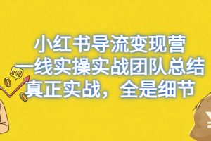 （6441期）小红书导流变现营，一线实操实战团队总结，真正实战，全是细节