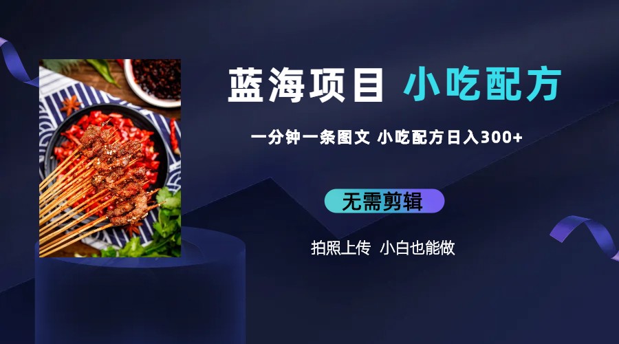 (6413期)蓝海项目一分钟一条图文作品-日入300+小吃配方项目(附 684G小吃配方)插图1 (6413期)蓝海项目一分钟一条图文作品-日入300+小吃配方项目(附 684G小吃配方)插图1