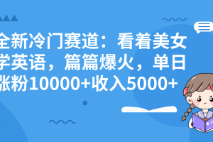 （8193期）全新冷门赛道：看着美女学英语，篇篇爆火，单日涨粉10000+收入5000+