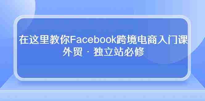 （10259期）在这里教你Facebook跨境电商入门课，外贸·独立站必修插图