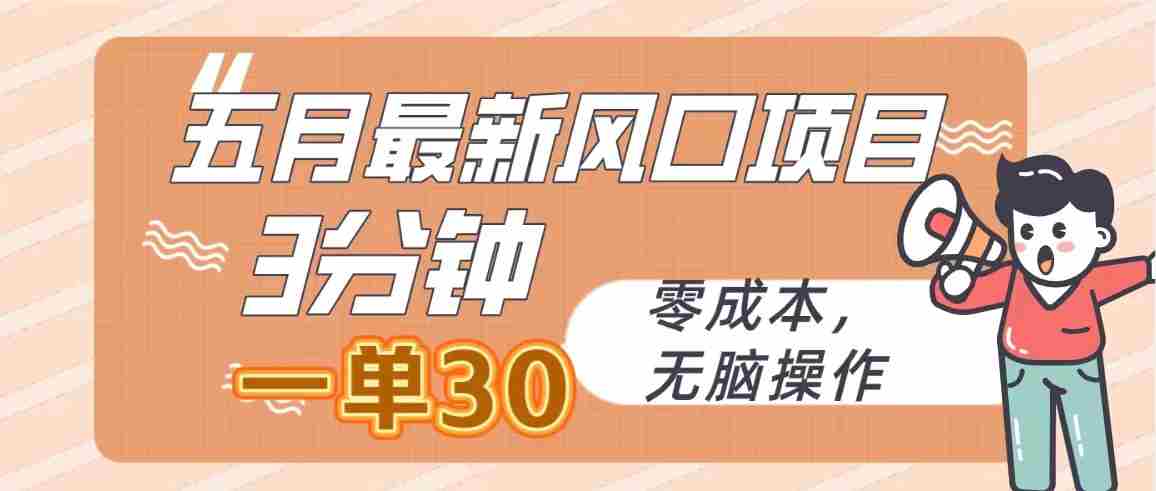 （10256期）五月最新风口项目，3分钟一单30，零成本，无脑操作插图