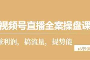 （10207期）视频号直播全案操盘课，赚利润，搞流量，提势能（16节课）