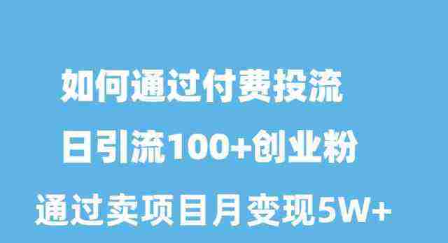 （10189期）如何通过付费投流日引流100+创业粉月变现5W+插图