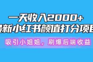 （10187期）一天收入2000+，最新小红书颜值打分项目，吸引小姐姐，刷爆后端收益