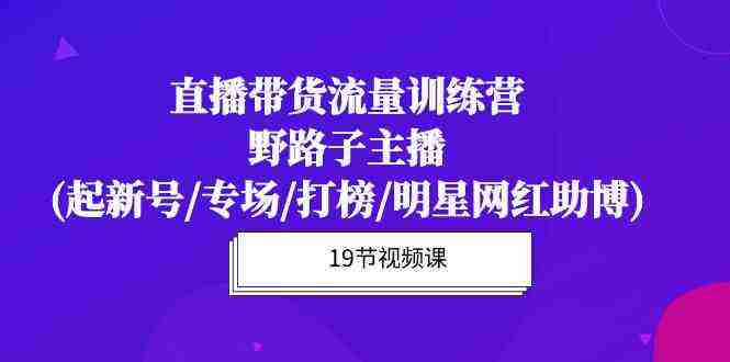 （10016期）直播带货流量特训营，野路子主播(起新号/专场/打榜/明星网红助博)19节课插图