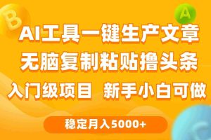 （9967期）利用AI工具无脑复制粘贴撸头条收益 每天2小时 稳定月入5000+互联网入门…
