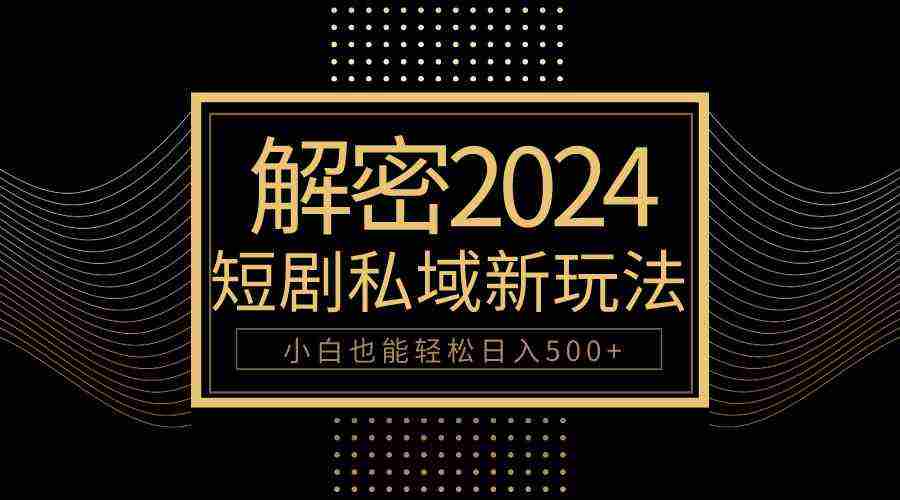 （9951期）10分钟教会你2024玩转短剧私域变现，小白也能轻松日入500+插图