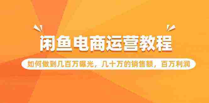 （9560期）闲鱼电商运营教程：如何做到几百万曝光，几十万的销售额，百万利润插图