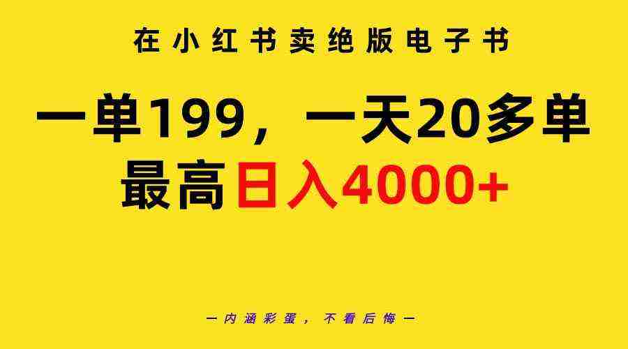 （9401期）在小红书卖绝版电子书，一单199 一天最多搞20多单，最高日入4000+教程+资料插图