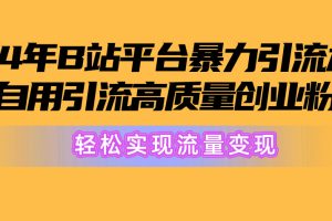 （10500期）2024年B站平台暴力引流术，自用引流高质量创业粉，轻松实现流量变现！