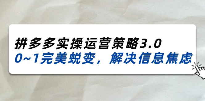 （11658期）2024_2025拼多多实操运营策略3.0，0~1完美蜕变，解决信息焦虑（38节）插图