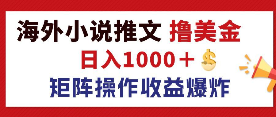 （12333期）最新海外小说推文撸美金，日入1000＋ 蓝海市场，矩阵放大收益爆炸插图