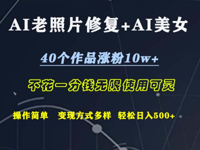 （12489期）AI老照片修复+AI美女玩发  40个作品涨粉10w+  不花一分钱使用可灵  操…插图
