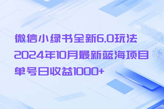 （13052期）微信小绿书全新6.0玩法，2024年10月最新蓝海项目，单号日收益1000+插图