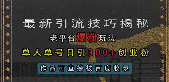 （13445期）最新引流技巧揭秘，老平台爆粉玩法，单人单号日引300+创业粉，作品可直…插图