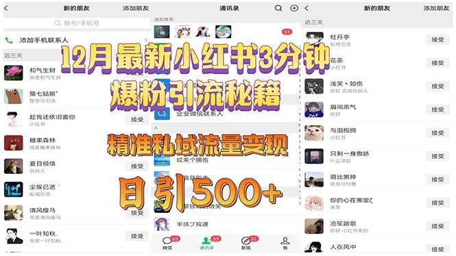 （13653期）12月最新小红书3分钟爆粉引流秘籍 精准私域流量变现 日引500+插图