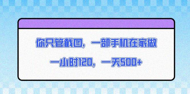 （13785期）你只管截图，一部手机在家做，一小时120，一天500+插图