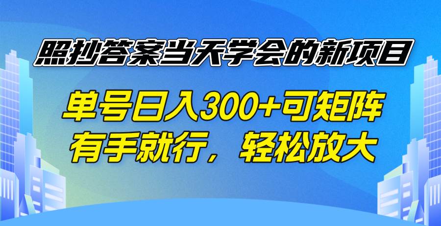 （14246期）照抄答案当天学会的新项目，单号日入300 +可矩阵，有手就行，轻松放大插图