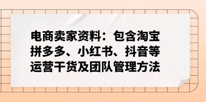 （14354期）电商卖家资料：包含淘宝、拼多多、小红书、抖音等运营干货及团队管理方法插图