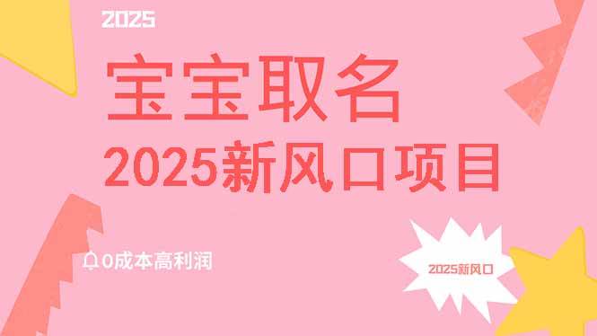 （14593期）2025新风口项目宝宝取名，0成本高利润，附保姆级教程，月入过万不是梦插图