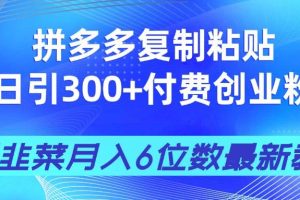 （14232期）拼多多复制粘贴日引300+付费精准 创业粉，做镰刀月入5位数最新玩法教程！