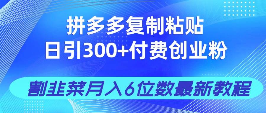 (14232期)拼多多复制粘贴日引300+付费精准 创业粉,做镰刀月入5位数最新玩法教程!插图 (14232期)拼多多复制粘贴日引300+付费精准 创业粉,做镰刀月入5位数最新玩法教程!插图