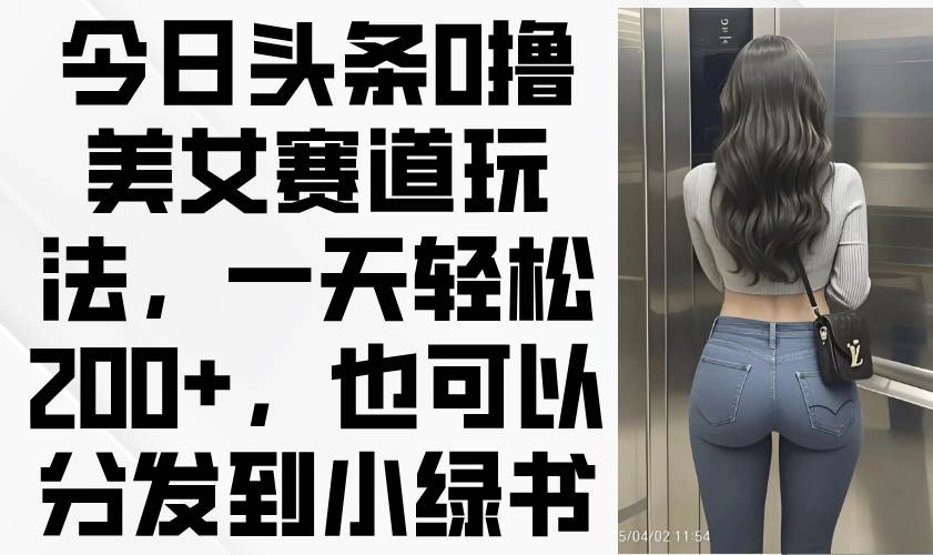 （14393期）今日头条0撸美女赛道玩法，一天轻松200+，也可以分发到小绿书插图