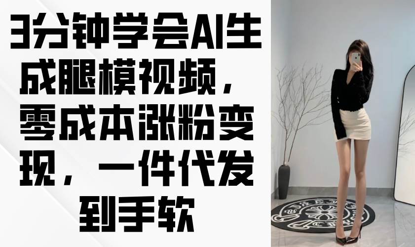 （14537期）3分钟学会AI生成腿模视频，零成本涨粉变现，一件代发到手软插图