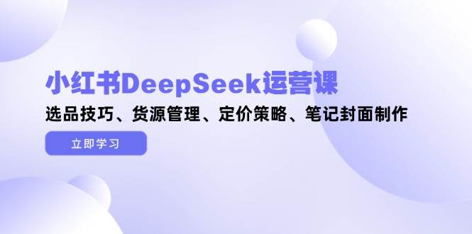 （14748期）小红书DeepSeek运营课，选品技巧、货源管理、定价策略、笔记封面制作插图